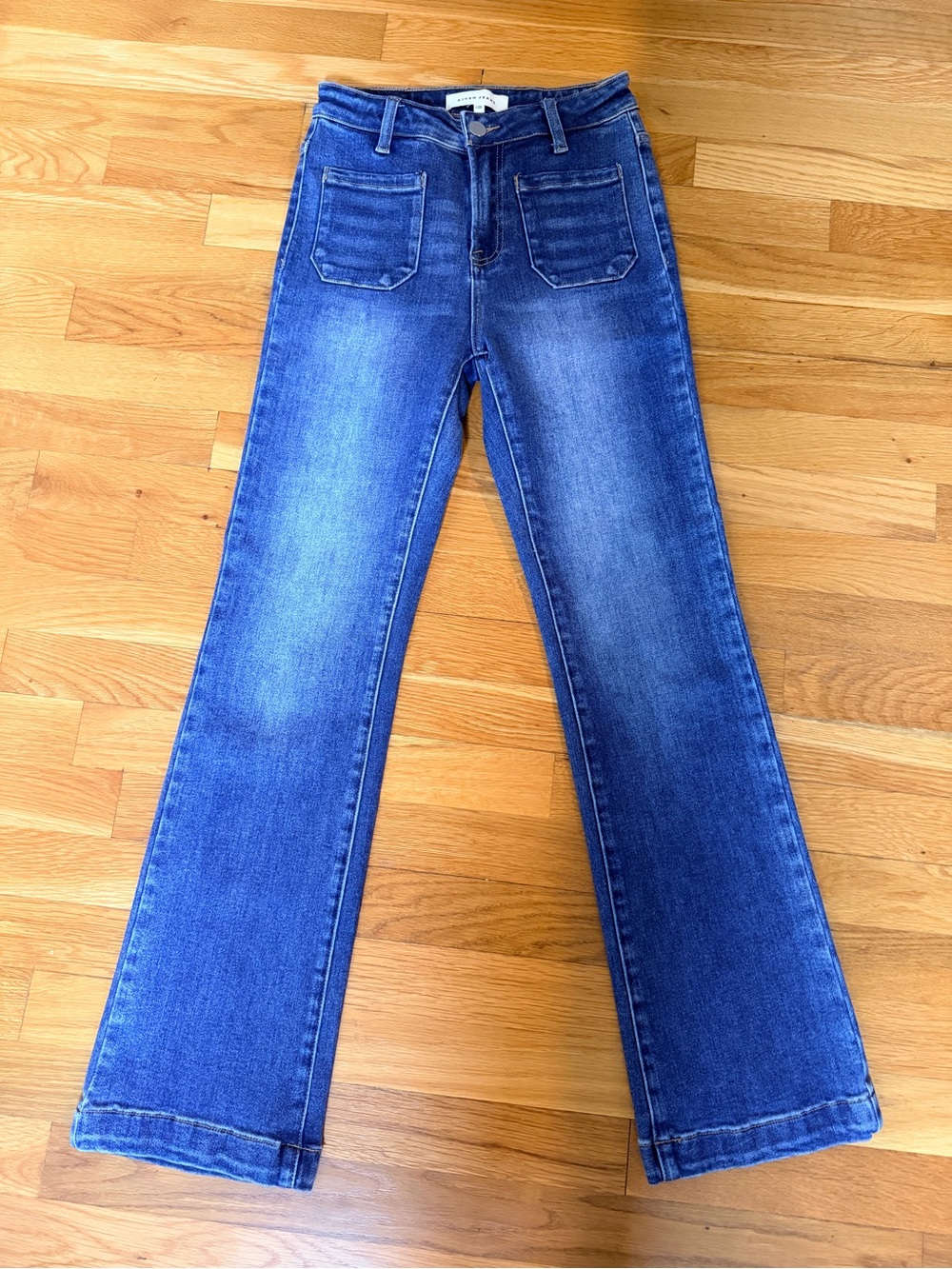 Risen High Rise Ankle Bootcut Jeans Size 1/25 Patch Pocket NWOT